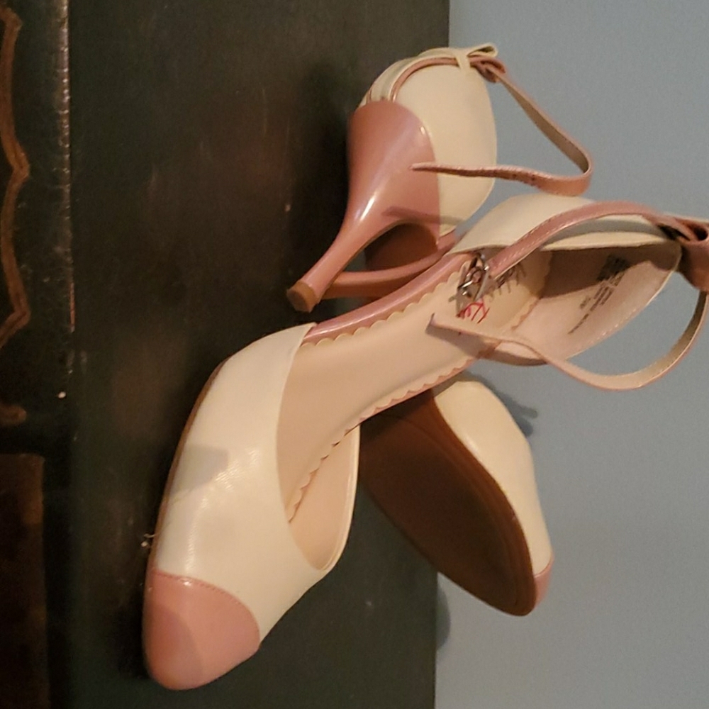 Violet and Red ankle strap heel